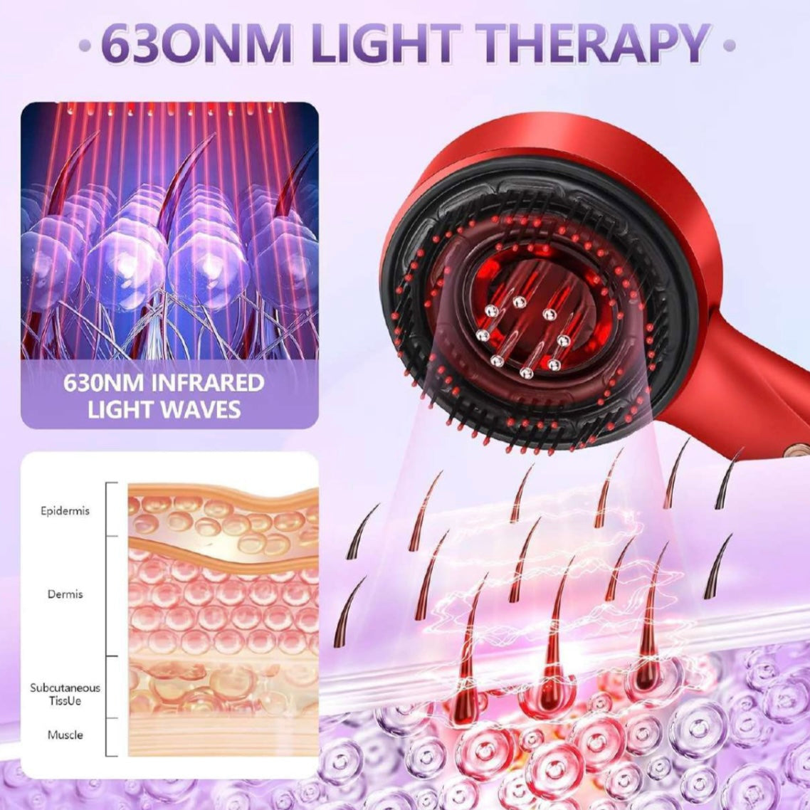 Premium Head Scalp Electric Massager Comb – Waterproof Deep Scalp Massage Brush with Hair Oil Applicator