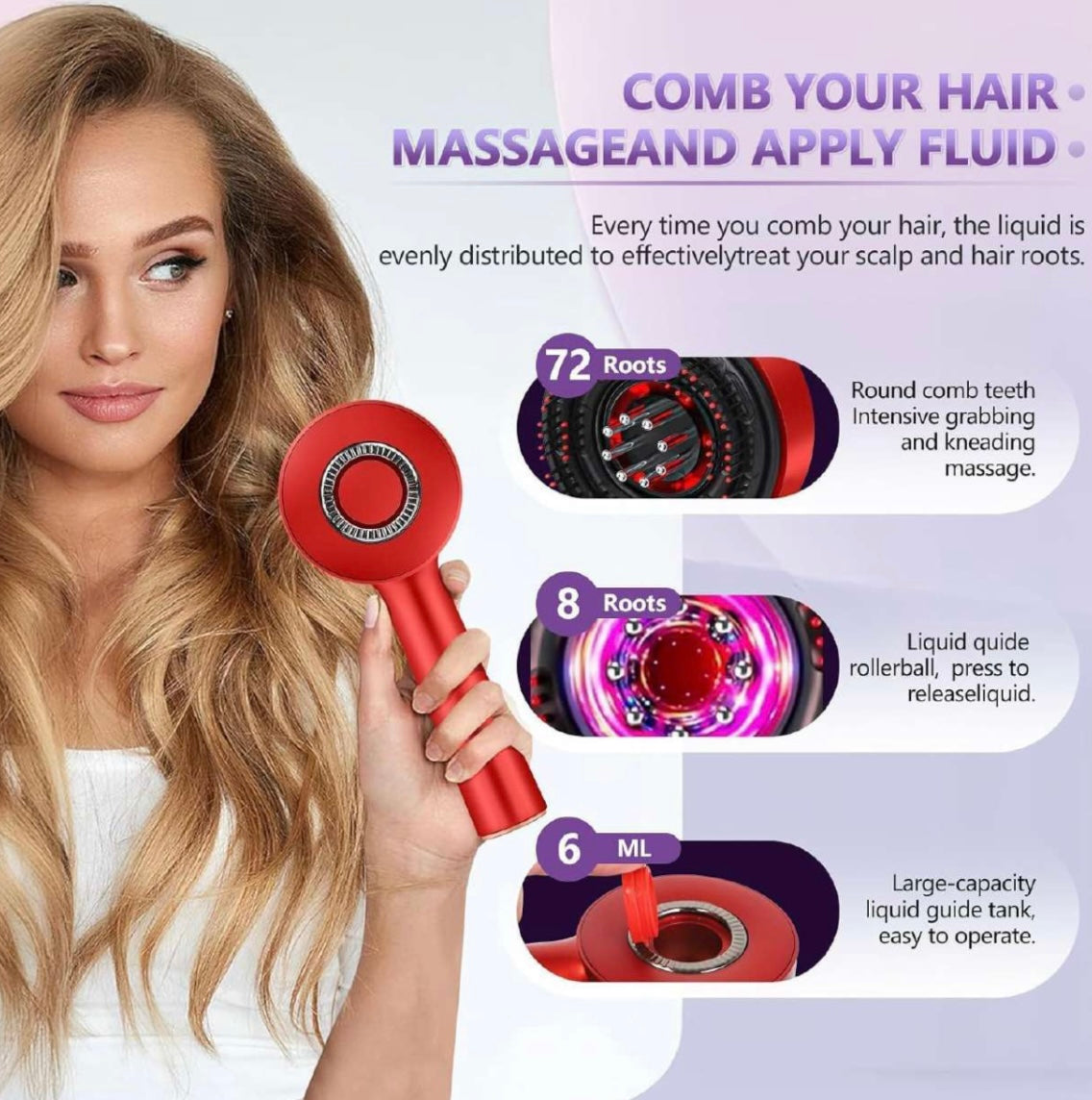 Premium Head Scalp Electric Massager Comb – Waterproof Deep Scalp Massage Brush with Hair Oil Applicator