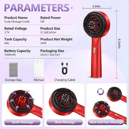 Premium Head Scalp Electric Massager Comb – Waterproof Deep Scalp Massage Brush with Hair Oil Applicator