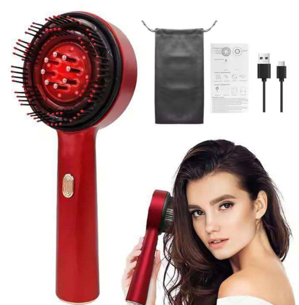 Premium Head Scalp Electric Massager Comb – Waterproof Deep Scalp Massage Brush with Hair Oil Applicator